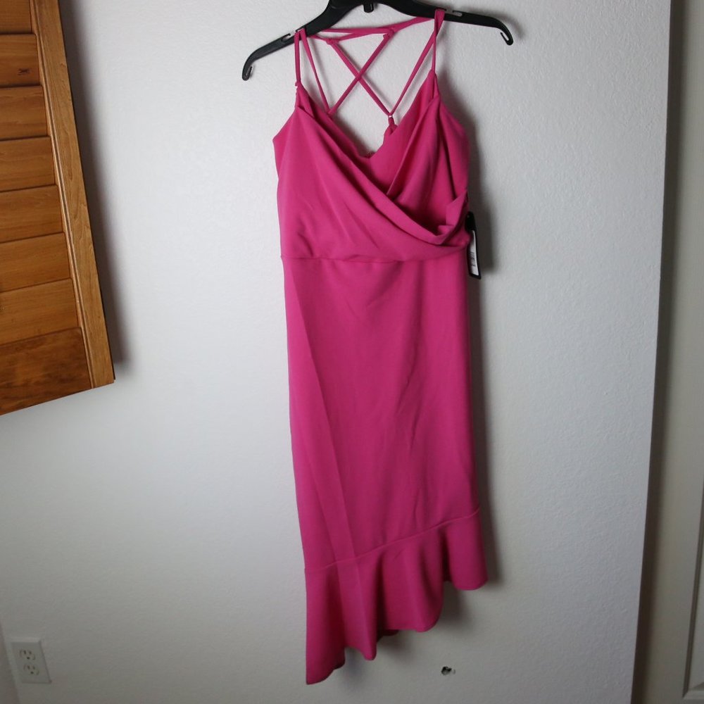 Bebe Hot Pink Asymmetrical Dress Size L - Picture 3 of 10